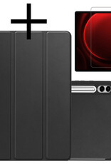 NoXx Hoesje Geschikt voor Samsung Galaxy Tab S9 FE Plus Hoesje Case Hard Cover Hoes Book Case Met Uitsparing Geschikt voor S Pen Met Screenprotector - Zwart