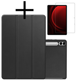 NoXx NoXx Samsung Galaxy Tab S9 FE Plus Hoesje Met Uitsparing S Pen Met Screenprotector - Zwart
