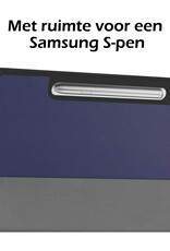 Nomfy Hoes Geschikt voor Samsung Galaxy Tab S9 FE Plus Hoes Tri-fold Tablet Hoesje Case Met Uitsparing Geschikt voor S Pen Met Screenprotector - Hoesje Geschikt voor Samsung Tab S9 FE Plus Hoesje Hardcover Bookcase - Donkerblauw