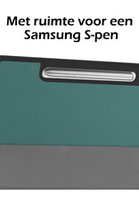 Nomfy Hoes Geschikt voor Samsung Galaxy Tab S9 FE Plus Hoes Tri-fold Tablet Hoesje Case Met Uitsparing Geschikt voor S Pen Met Screenprotector - Hoesje Geschikt voor Samsung Tab S9 FE Plus Hoesje Hardcover Bookcase - Donkergroen