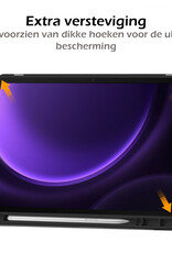 Nomfy Hoes Geschikt voor Samsung Galaxy Tab S9 FE Plus Hoes Tri-fold Tablet Hoesje Case Met Uitsparing Geschikt voor S Pen Met Screenprotector - Hoesje Geschikt voor Samsung Tab S9 FE Plus Hoesje Hardcover Bookcase - Donkergroen
