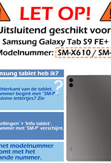 Nomfy Hoes Geschikt voor Samsung Galaxy Tab S9 FE Plus Hoes Tri-fold Tablet Hoesje Case Met Uitsparing Geschikt voor S Pen Met Screenprotector - Hoesje Geschikt voor Samsung Tab S9 FE Plus Hoesje Hardcover Bookcase - Grijs