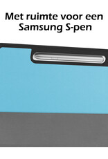 Nomfy Hoes Geschikt voor Samsung Galaxy Tab S9 FE Plus Hoes Tri-fold Tablet Hoesje Case Met Uitsparing Geschikt voor S Pen Met Screenprotector - Hoesje Geschikt voor Samsung Tab S9 FE Plus Hoesje Hardcover Bookcase - Lichtblauw