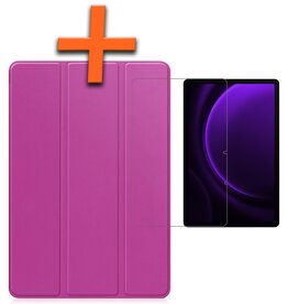 Nomfy Nomfy Samsung Galaxy Tab S9 FE Plus Hoesje Met Uitsparing S Pen Met Screenprotector - Paars