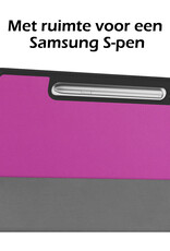 Nomfy Hoes Geschikt voor Samsung Galaxy Tab S9 FE Plus Hoes Tri-fold Tablet Hoesje Case Met Uitsparing Geschikt voor S Pen Met Screenprotector - Hoesje Geschikt voor Samsung Tab S9 FE Plus Hoesje Hardcover Bookcase - Paars
