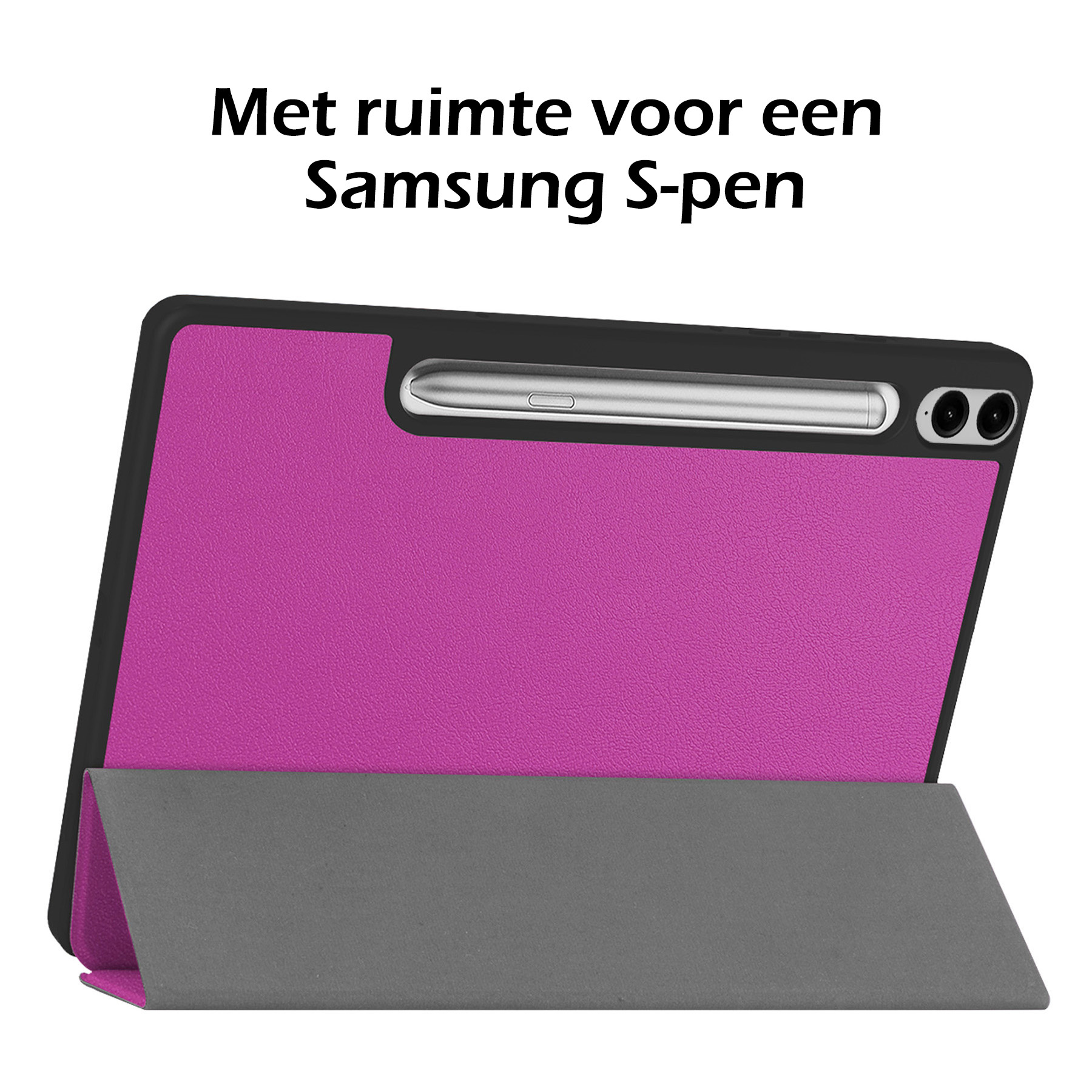 Nomfy Hoes Geschikt voor Samsung Galaxy Tab S9 FE Plus Hoes Tri-fold Tablet Hoesje Case Met Uitsparing Geschikt voor S Pen Met Screenprotector - Hoesje Geschikt voor Samsung Tab S9 FE Plus Hoesje Hardcover Bookcase - Paars