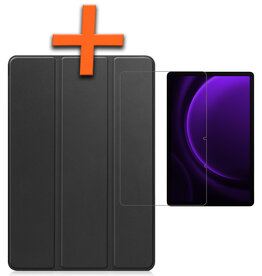 Nomfy Nomfy Samsung Galaxy Tab S9 FE Plus Hoesje Met Uitsparing S Pen Met Screenprotector - Zwart