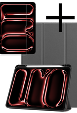 NoXx Hoesje Geschikt voor iPad Pro 2024 (13 inch) Hoesje Case Hard Cover Hoes Book Case Met Uitsparing Geschikt voor Apple Pencil - Grijs