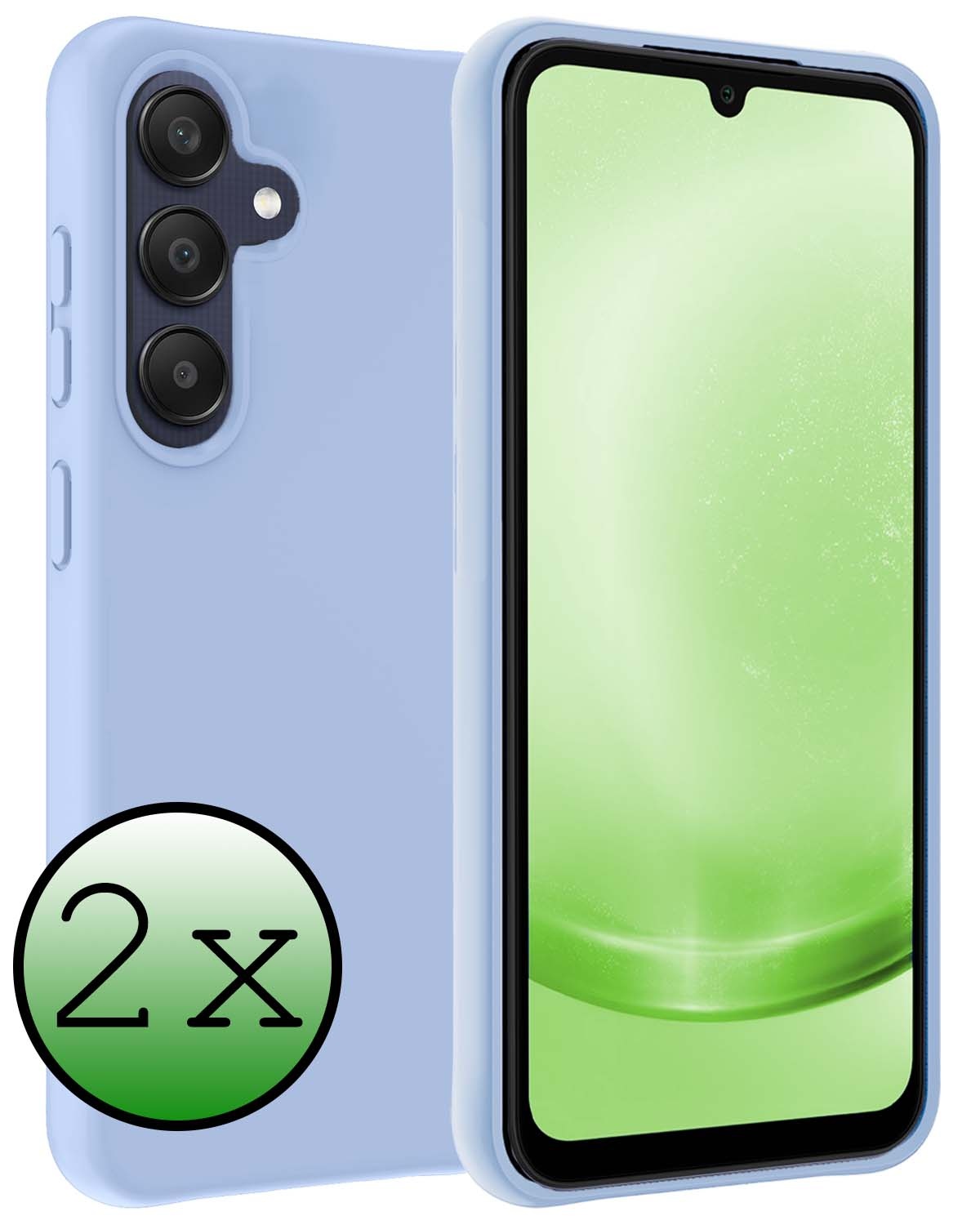 BASEY. Hoes Geschikt voor Samsung A25 Hoesje Siliconen Back Cover Case - Hoesje Geschikt voor Samsung Galaxy A25 Hoes Cover Hoesje - Lichtblauw - 2 Stuks
