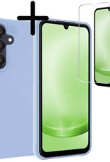 BASEY. Hoes Geschikt voor Samsung A25 Hoesje Siliconen Back Cover Case Met Screenprotector - Hoesje Geschikt voor Samsung Galaxy A25 Hoes Cover Hoesje - Lichtblauw