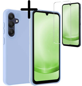 BASEY. BASEY. Samsung Galaxy A25 Hoesje Siliconen Met Screenprotector - Lichtblauw