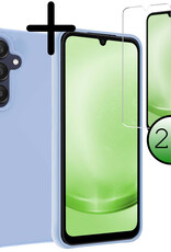 BASEY. Hoes Geschikt voor Samsung A25 Hoesje Siliconen Back Cover Case Met 2x Screenprotector - Hoesje Geschikt voor Samsung Galaxy A25 Hoes Cover Hoesje - Lichtblauw