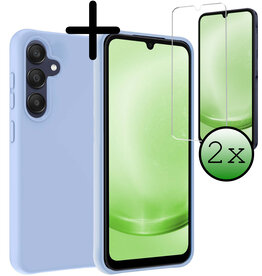 BASEY. BASEY. Samsung Galaxy A25 Hoesje Siliconen Met 2x Screenprotector - Lichtblauw