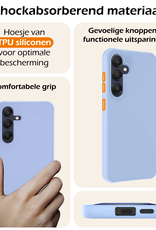Nomfy Hoesje Geschikt voor Samsung A25 Hoesje Siliconen Cover Case Met 2x Screenprotector - Hoes Geschikt voor Samsung Galaxy A25 Hoes Back Case - Lichtblauw