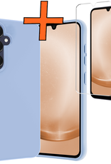 Nomfy Hoesje Geschikt voor Samsung A25 Hoesje Siliconen Cover Case Met Screenprotector - Hoes Geschikt voor Samsung Galaxy A25 Hoes Back Case - Lichtblauw
