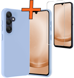 Nomfy Nomfy Samsung Galaxy A25 Hoesje Siliconen Met Screenprotector - Lichtblauw