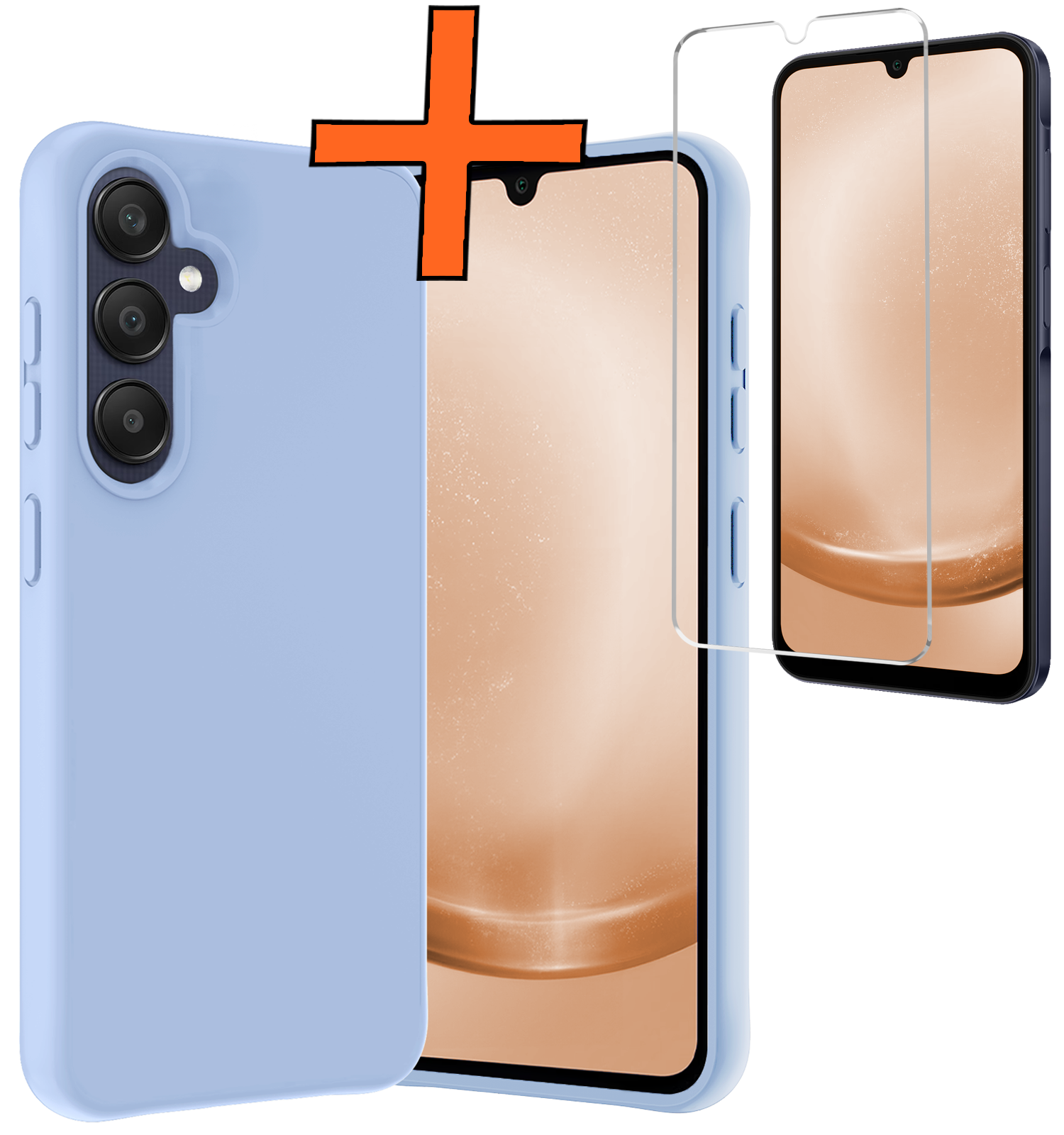 Nomfy Hoesje Geschikt voor Samsung A25 Hoesje Siliconen Cover Case Met Screenprotector - Hoes Geschikt voor Samsung Galaxy A25 Hoes Back Case - Lichtblauw