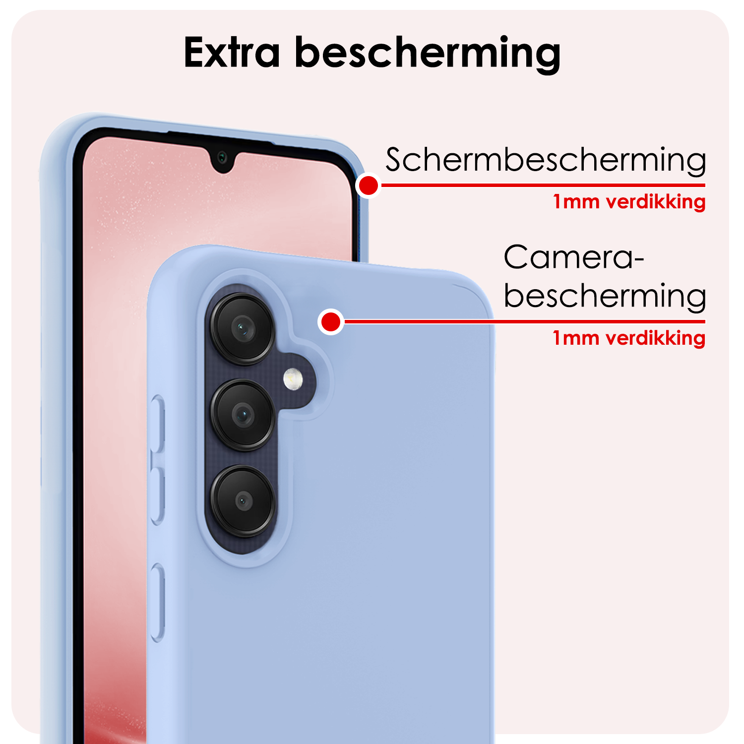 NoXx Hoes Geschikt voor Samsung A25 Hoesje Cover Siliconen Back Case Hoes Met 2x Screenprotector - Lichtblauw