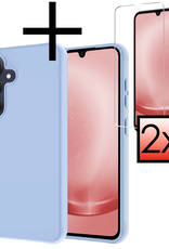 NoXx Hoes Geschikt voor Samsung A25 Hoesje Cover Siliconen Back Case Hoes Met 2x Screenprotector - Lichtblauw