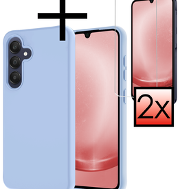 NoXx NoXx Samsung Galaxy A25 Hoesje Siliconen Met 2x Screenprotector - Lichtblauw