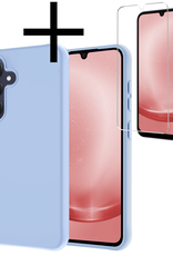 NoXx Hoes Geschikt voor Samsung A25 Hoesje Cover Siliconen Back Case Hoes Met Screenprotector - Lichtblauw