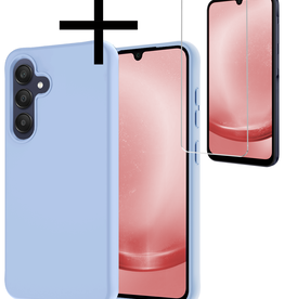 NoXx NoXx Samsung Galaxy A25 Hoesje Siliconen Met Screenprotector - Lichtblauw