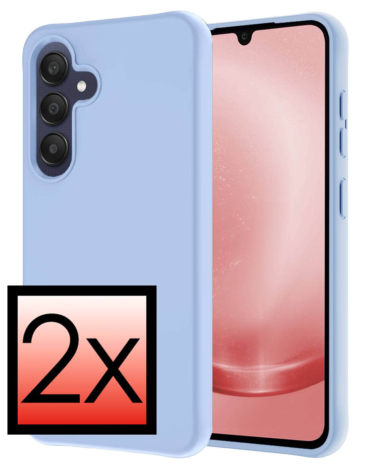 NoXx Hoes Geschikt voor Samsung A25 Hoesje Cover Siliconen Back Case Hoes - Lichtblauw - 2x