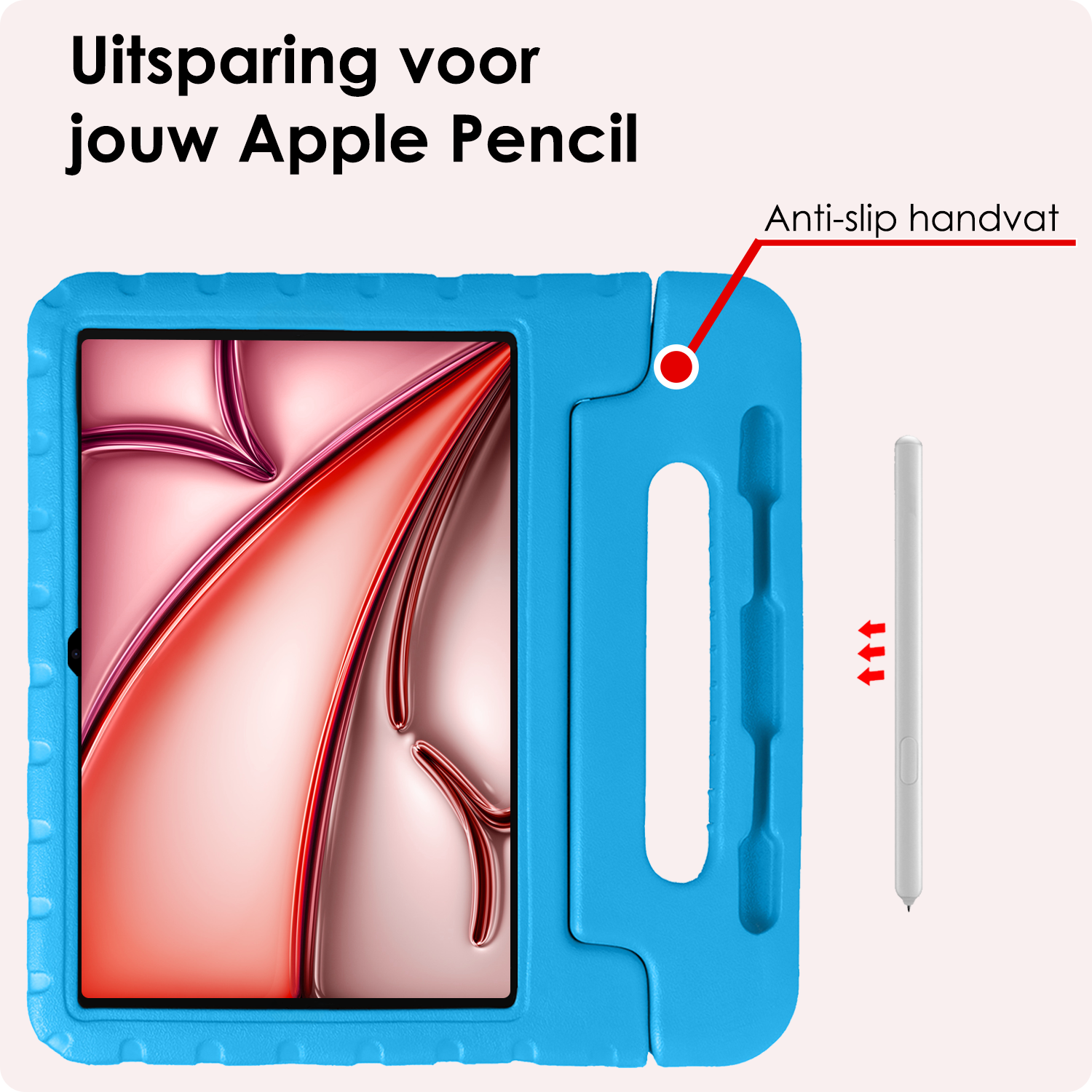 NoXx Hoesje Geschikt voor iPad Air 6 (11 inch) Hoesje Kinderhoes Shockproof Hoes Kids Case - Blauw