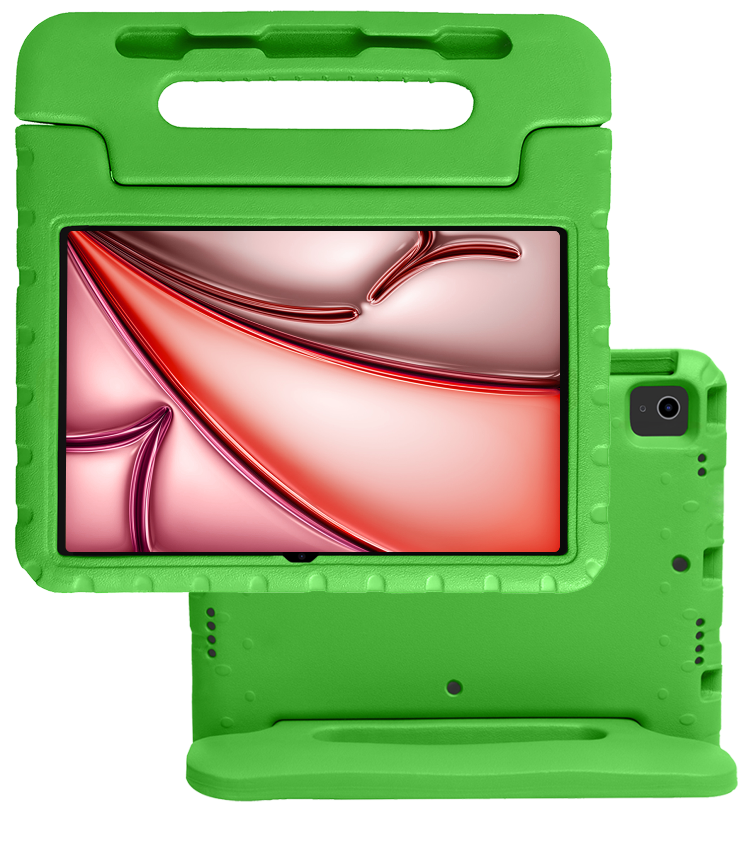 NoXx Hoesje Geschikt voor iPad Air 6 (11 inch) Hoesje Kinderhoes Shockproof Hoes Kids Case - Groen