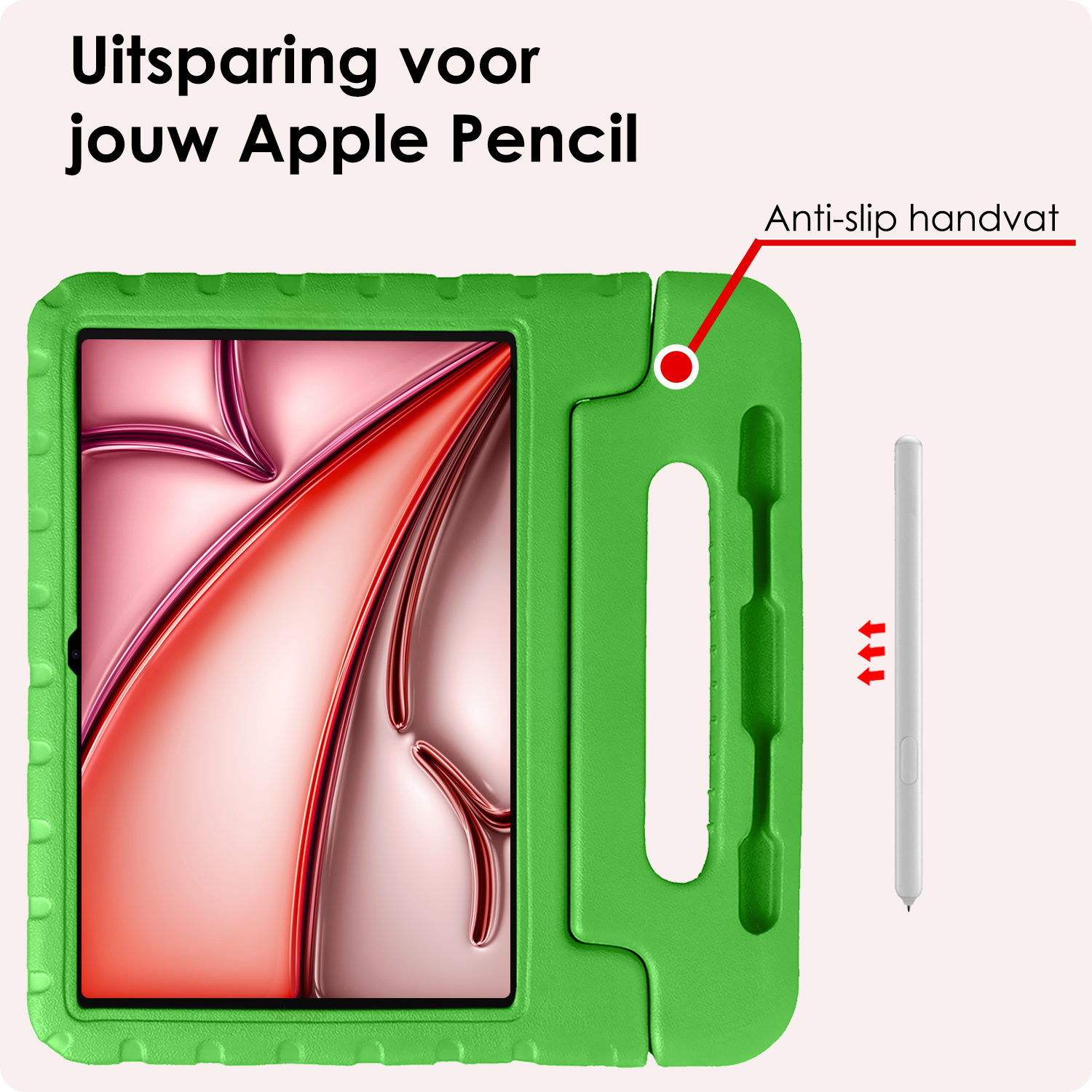 NoXx Hoesje Geschikt voor iPad Air 6 (11 inch) Hoesje Kinderhoes Shockproof Hoes Kids Case - Groen