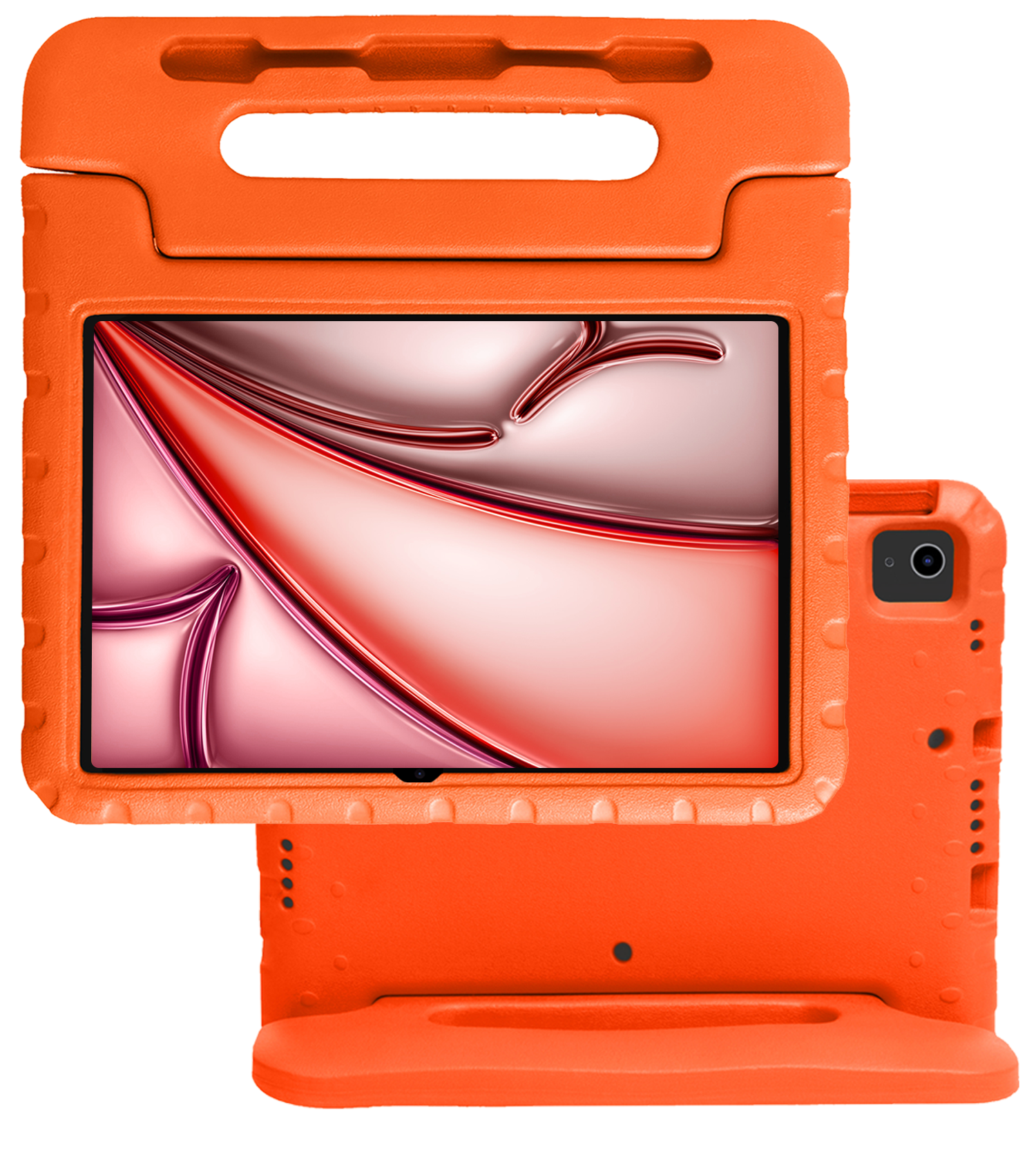 NoXx Hoesje Geschikt voor iPad Air 6 (11 inch) Hoesje Kinderhoes Shockproof Hoes Kids Case - Oranje