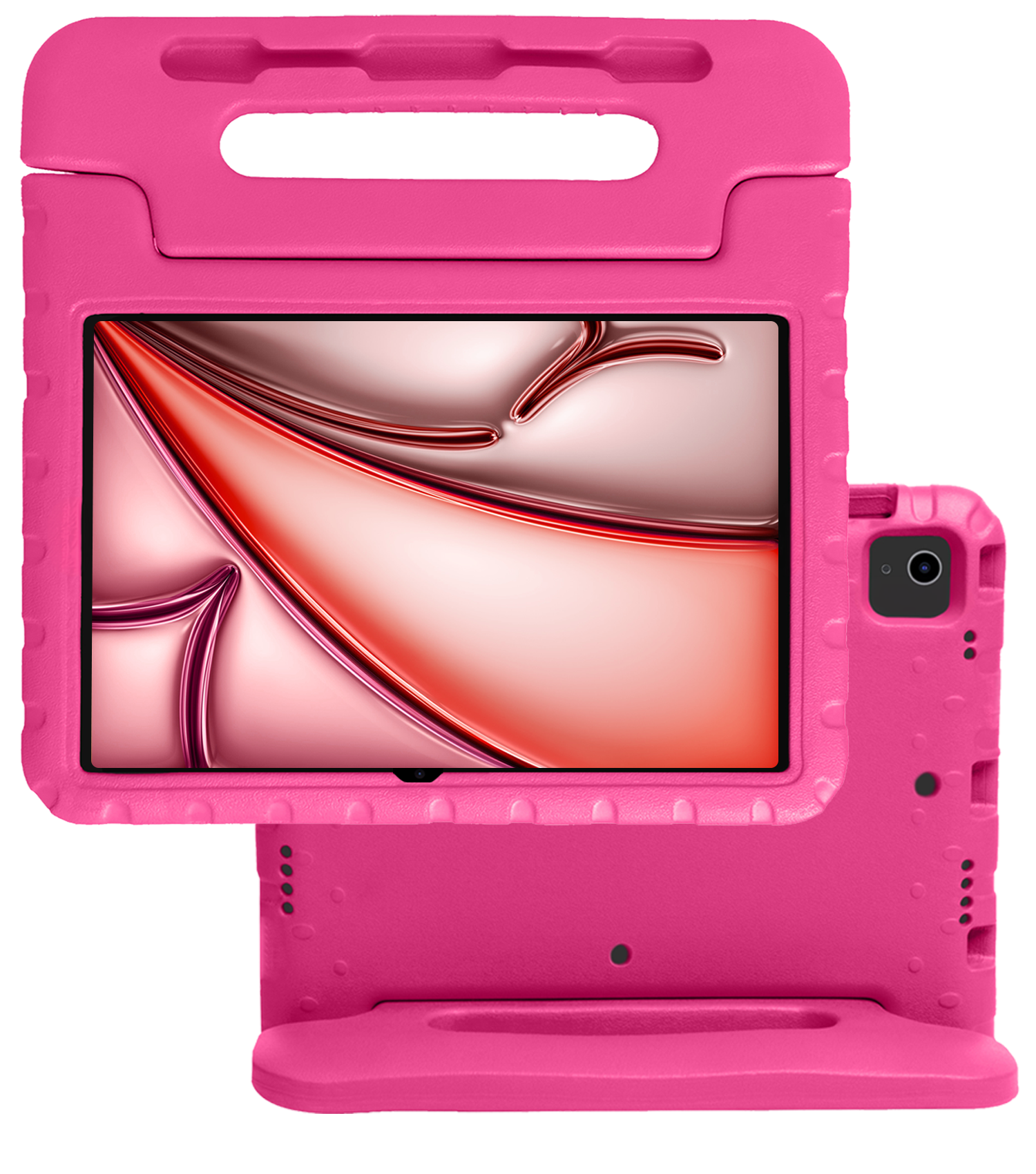 NoXx Hoesje Geschikt voor iPad Air 6 (11 inch) Hoesje Kinderhoes Shockproof Hoes Kids Case - Roze