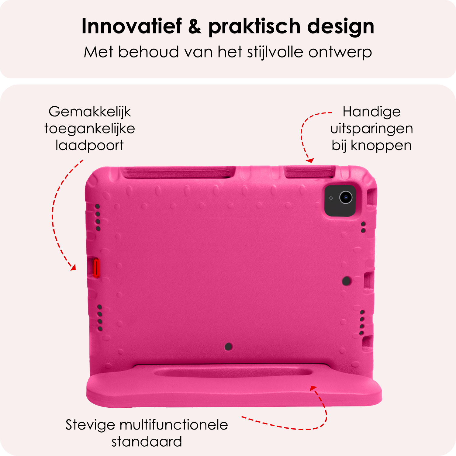 NoXx Hoesje Geschikt voor iPad Air 6 (11 inch) Hoesje Kinderhoes Shockproof Hoes Kids Case - Roze
