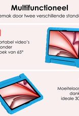 NoXx Hoesje Geschikt voor iPad Air 6 (11 inch) Hoesje Kinderhoes Shockproof Hoes Kids Case Met Screenprotector - Blauw
