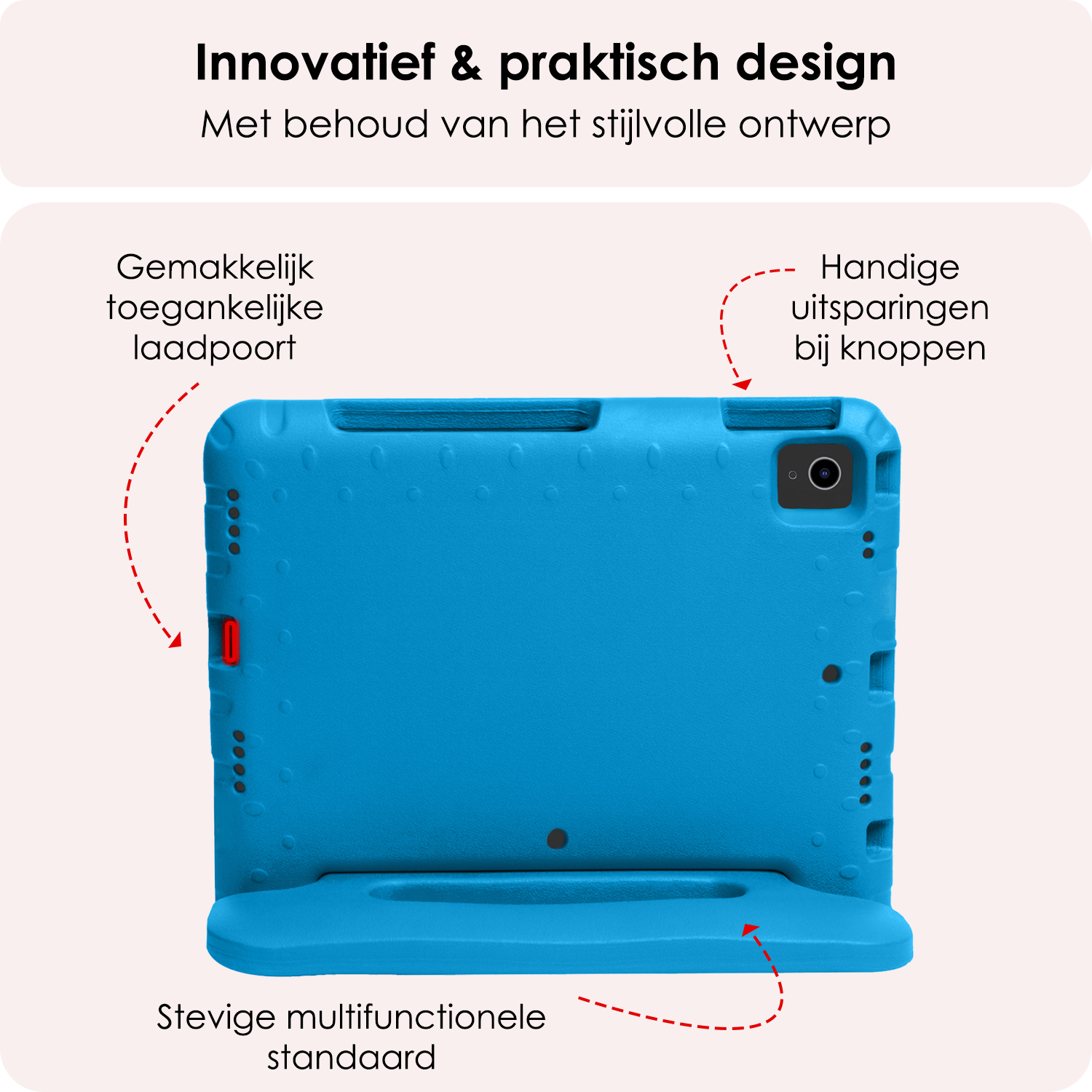 NoXx Hoesje Geschikt voor iPad Air 6 (11 inch) Hoesje Kinderhoes Shockproof Hoes Kids Case Met Screenprotector - Blauw