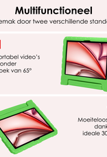 NoXx Hoesje Geschikt voor iPad Air 6 (11 inch) Hoesje Kinderhoes Shockproof Hoes Kids Case Met Screenprotector - Groen