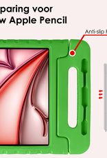 NoXx Hoesje Geschikt voor iPad Air 6 (11 inch) Hoesje Kinderhoes Shockproof Hoes Kids Case Met Screenprotector - Groen