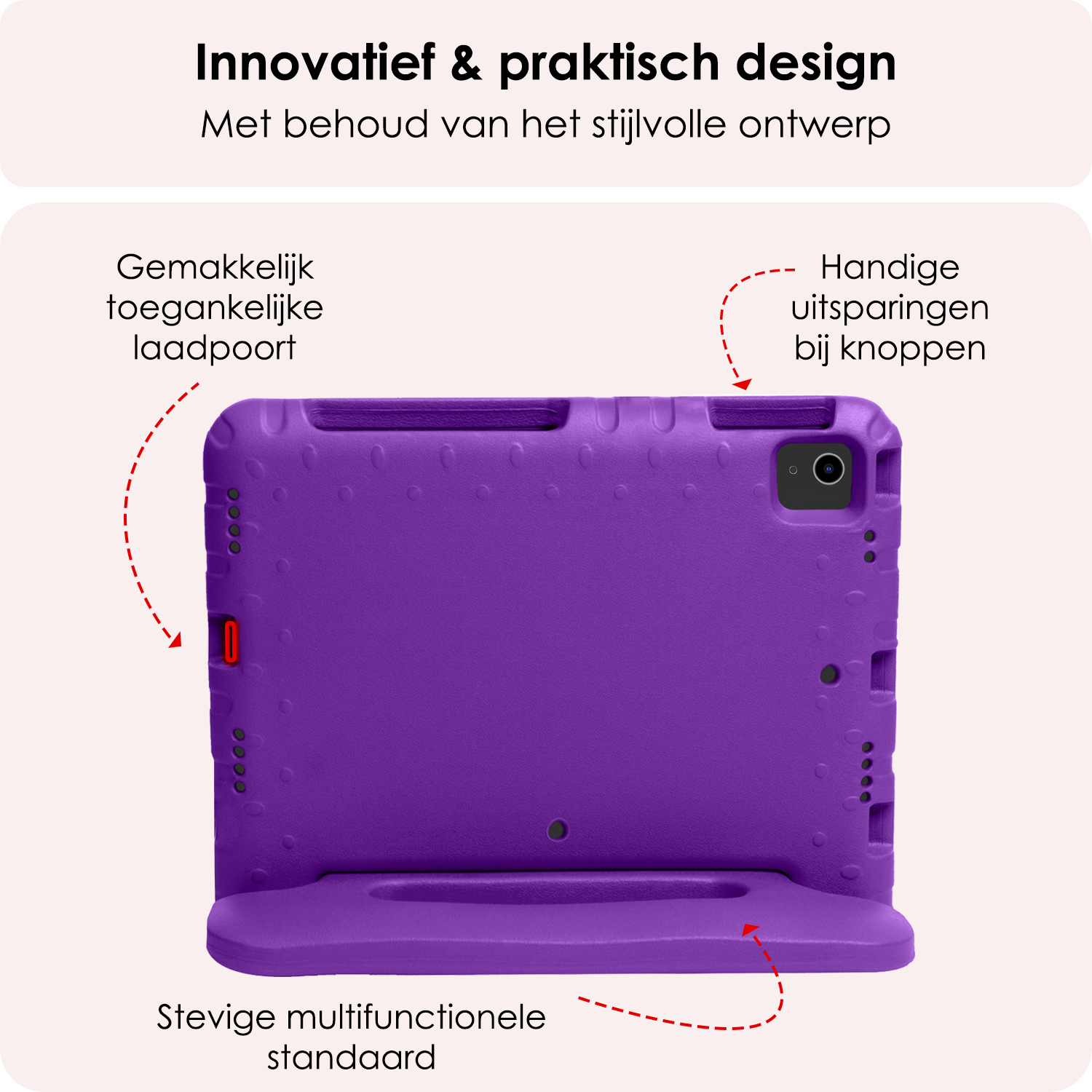 NoXx Hoesje Geschikt voor iPad Air 6 (11 inch) Hoesje Kinderhoes Shockproof Hoes Kids Case Met Screenprotector - Paars