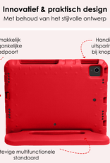 NoXx Hoesje Geschikt voor iPad Air 6 (11 inch) Hoesje Kinderhoes Shockproof Hoes Kids Case Met Screenprotector - Rood