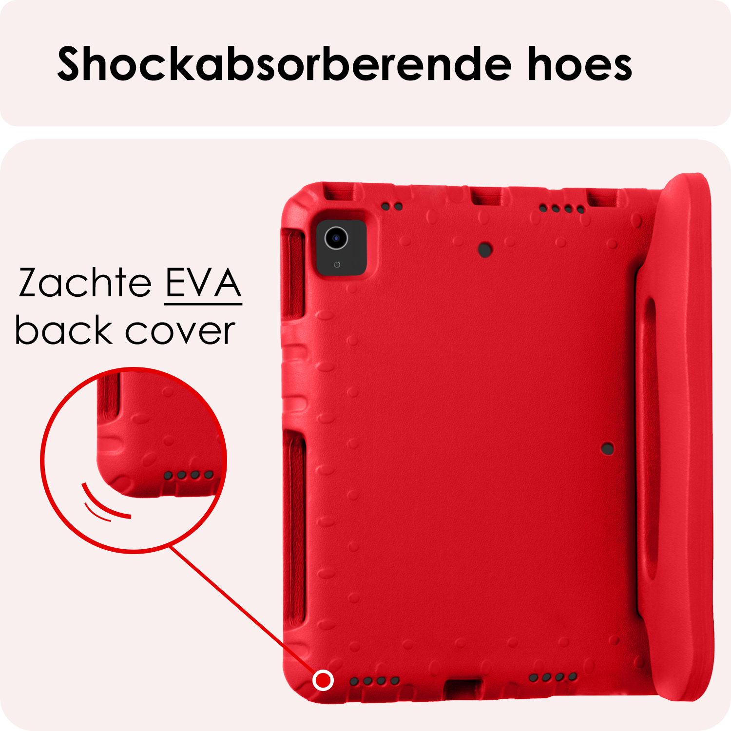 NoXx Hoesje Geschikt voor iPad Air 6 (11 inch) Hoesje Kinderhoes Shockproof Hoes Kids Case Met Screenprotector - Rood