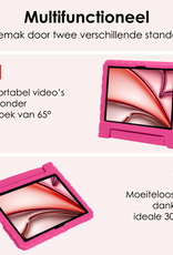 NoXx Hoesje Geschikt voor iPad Air 6 (11 inch) Hoesje Kinderhoes Shockproof Hoes Kids Case Met Screenprotector - Roze