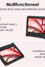 NoXx Hoesje Geschikt voor iPad Air 6 (11 inch) Hoesje Kinderhoes Shockproof Hoes Kids Case Met Screenprotector - Zwart