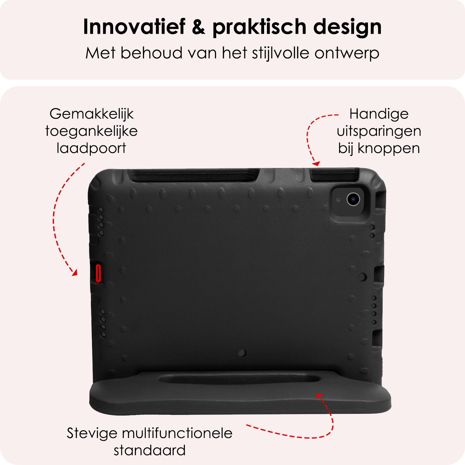 NoXx Hoesje Geschikt voor iPad Air 6 (11 inch) Hoesje Kinderhoes Shockproof Hoes Kids Case Met Screenprotector - Zwart