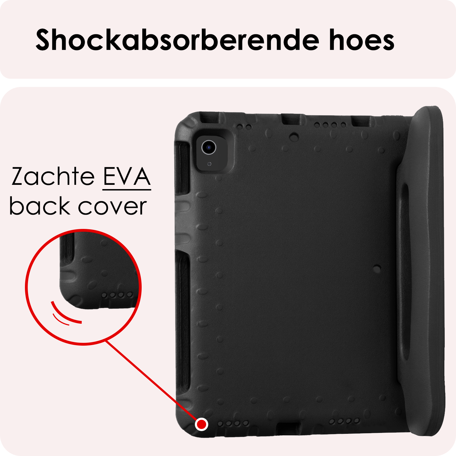 NoXx Hoesje Geschikt voor iPad Air 6 (11 inch) Hoesje Kinderhoes Shockproof Hoes Kids Case Met Screenprotector - Zwart