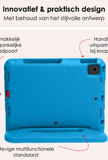 NoXx Hoesje Geschikt voor iPad Air 6 (11 inch) Hoesje Kinderhoes Shockproof Hoes Kids Case Met 2x Screenprotector - Blauw