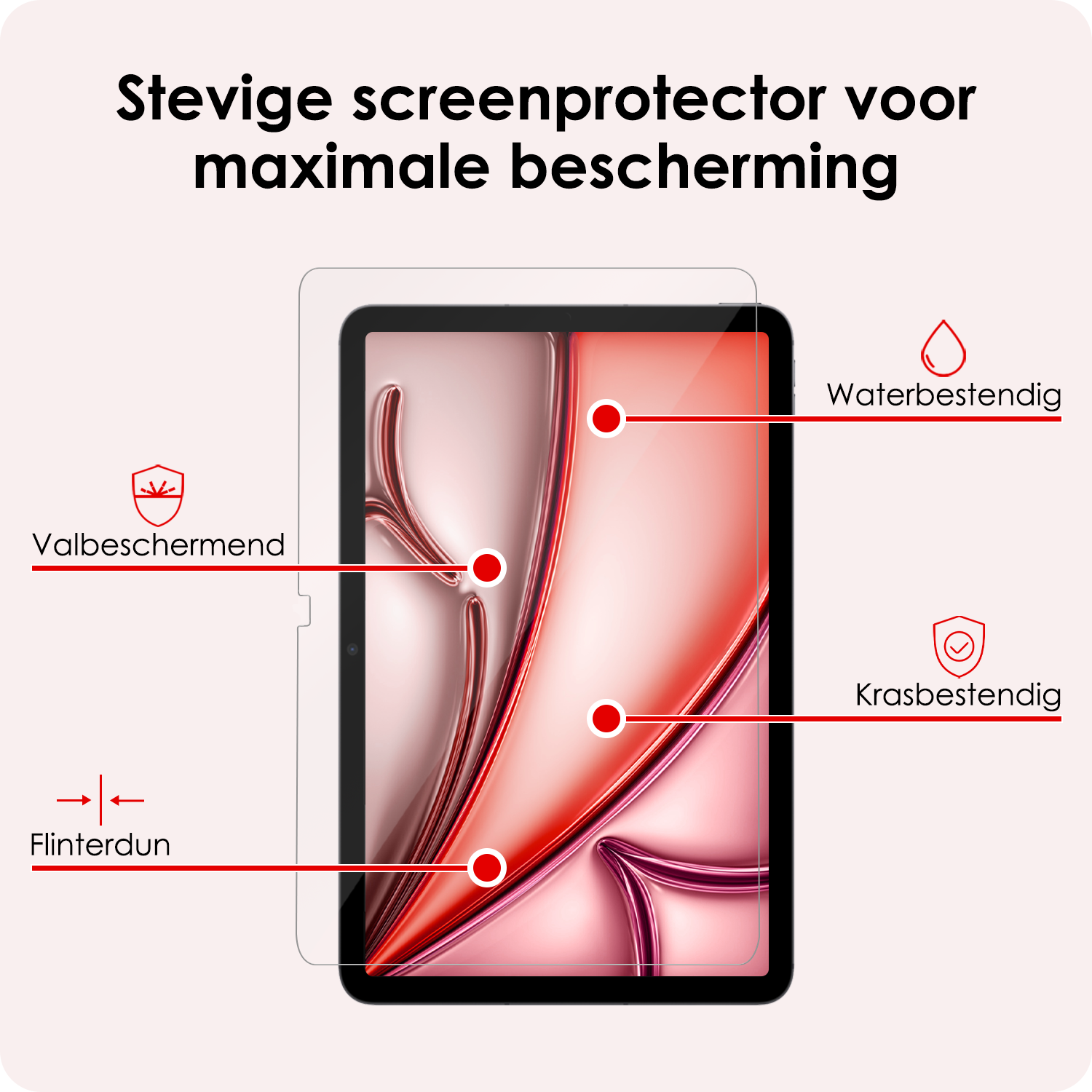 NoXx Hoesje Geschikt voor iPad Air 6 (11 inch) Hoesje Kinderhoes Shockproof Hoes Kids Case Met 2x Screenprotector - Blauw