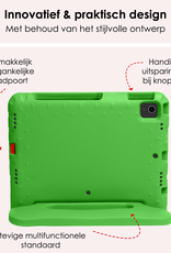 NoXx Hoesje Geschikt voor iPad Air 6 (11 inch) Hoesje Kinderhoes Shockproof Hoes Kids Case Met 2x Screenprotector - Groen