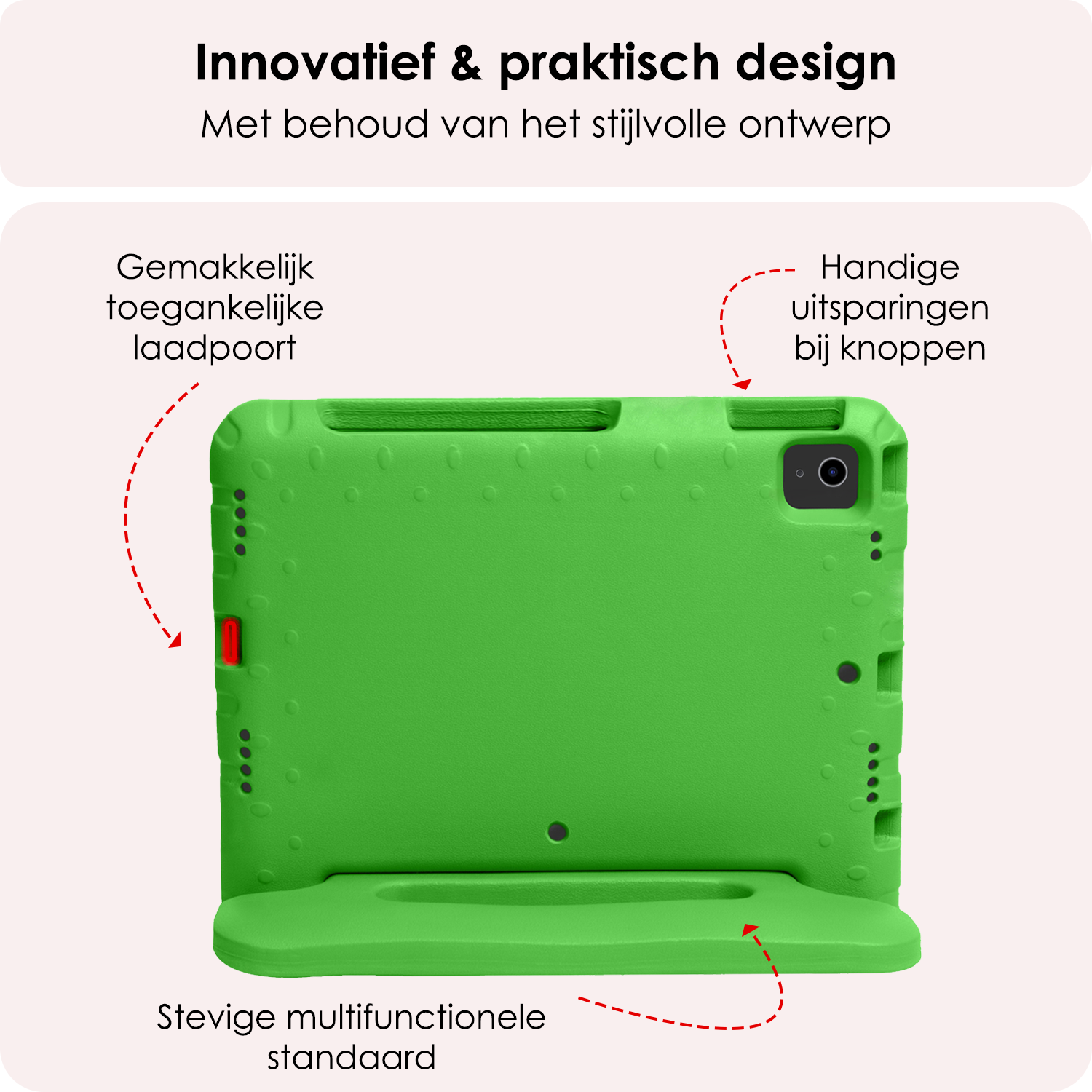 NoXx Hoesje Geschikt voor iPad Air 6 (11 inch) Hoesje Kinderhoes Shockproof Hoes Kids Case Met 2x Screenprotector - Groen