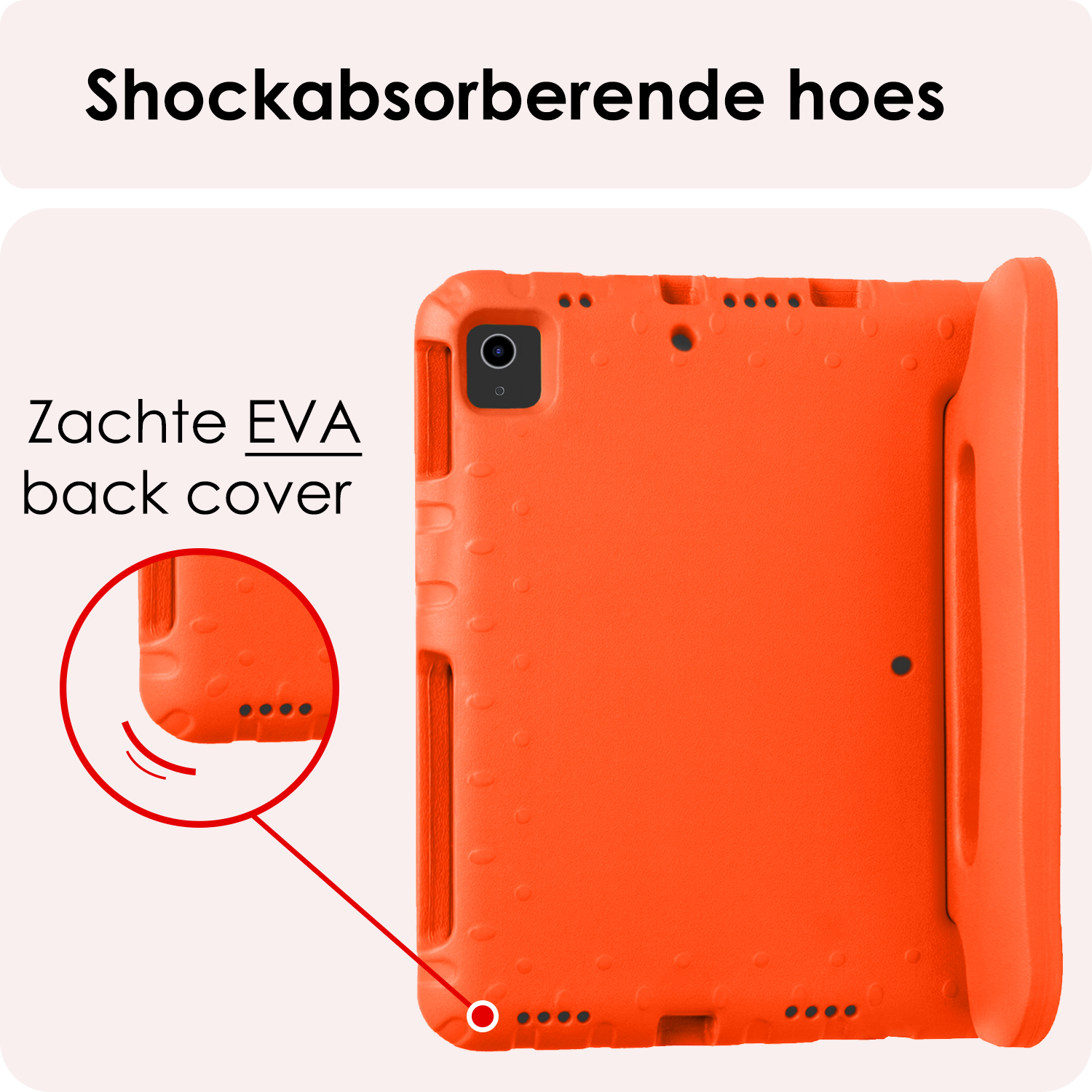 NoXx Hoesje Geschikt voor iPad Air 6 (11 inch) Hoesje Kinderhoes Shockproof Hoes Kids Case Met 2x Screenprotector - Oranje