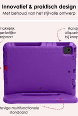 NoXx Hoesje Geschikt voor iPad Air 6 (11 inch) Hoesje Kinderhoes Shockproof Hoes Kids Case Met 2x Screenprotector - Paars